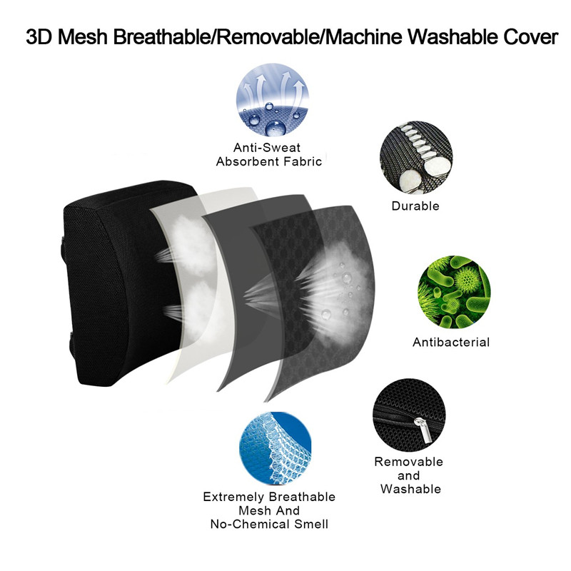 Memory Foam Lumbar Back Support Cushion Resilience Pillow For Car Seat Cushion Travel Massage Pillows Home Office Waist Pillow