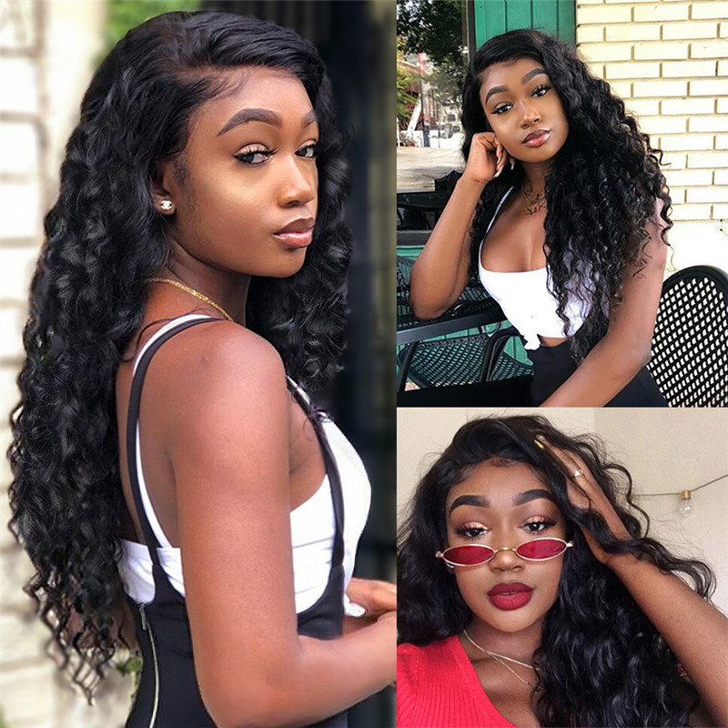 Brazilian Water Wave Lace Front Human Hair Wigs Front Lace Curly Wigs