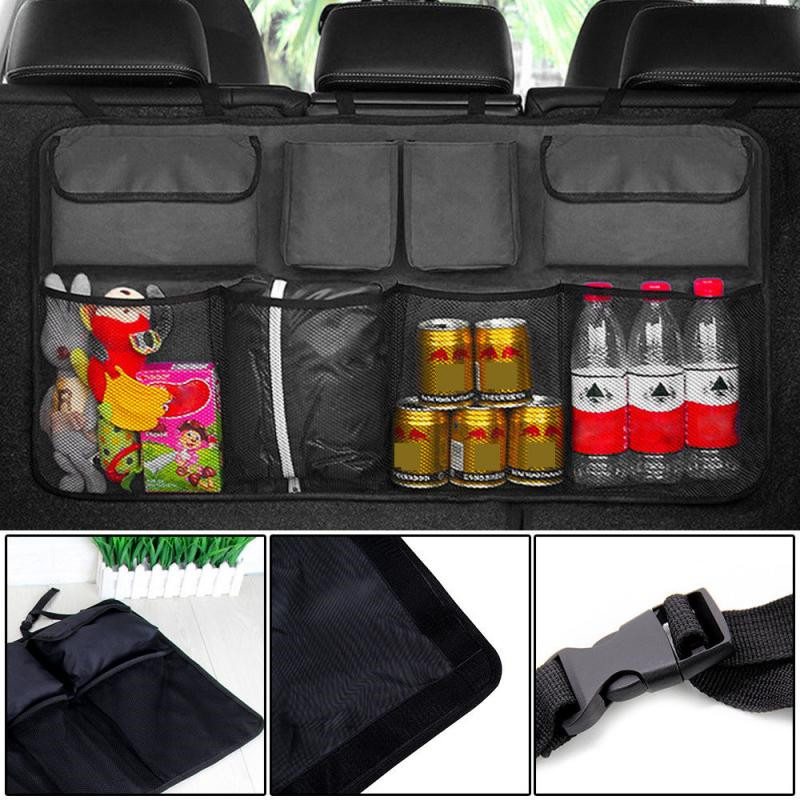 Car Trunk Back Seat Organizer Bag SUV Net Mesh Storage Organizer Stowing Tidying Folding Pockets Trash Automobile Bags