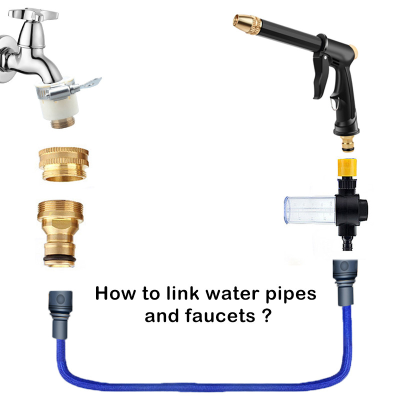 Gardening Hose High Pressure Household Car Wash Water Spray Telescopic Hose Garden Cleaning Watering Sprinkler Set
