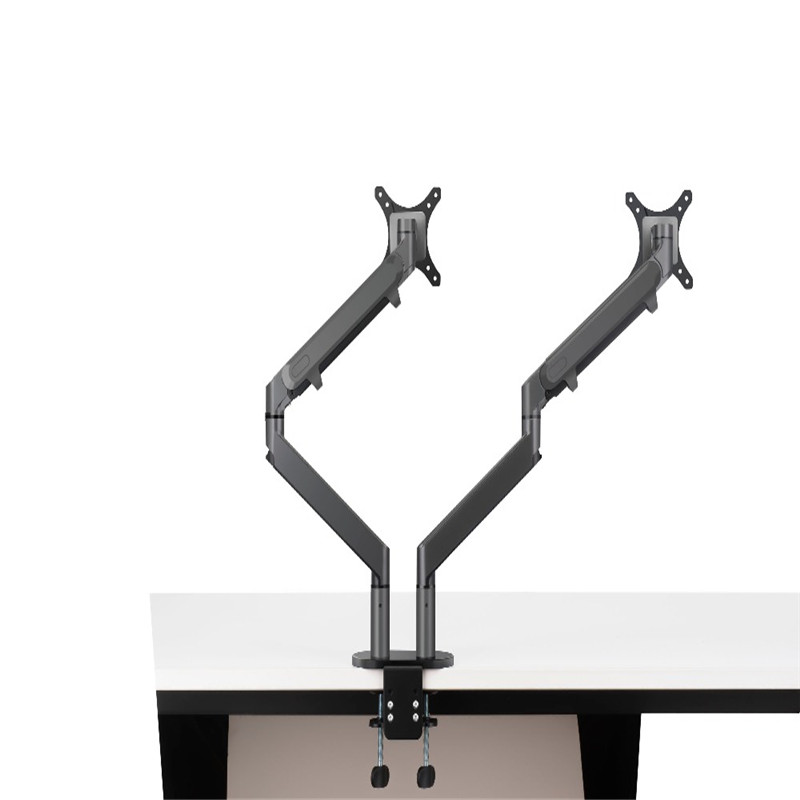 Dual Arm LCD Monitor Mount Desk Stand Full Motion Aluminum 17-32 inch Monitor Holder Gas Spring Arm Load 2-8kg