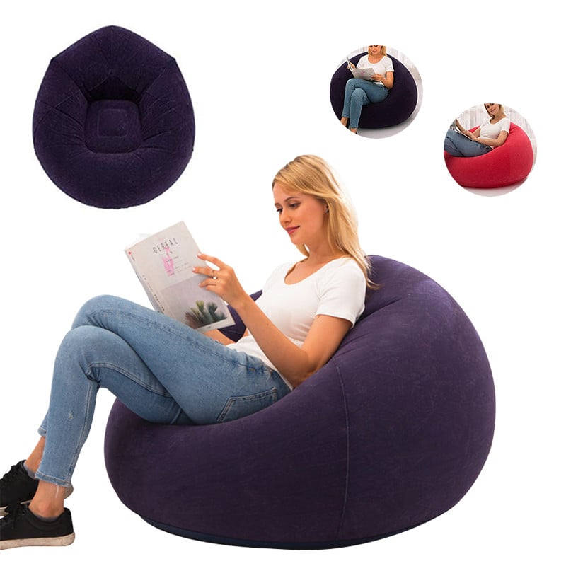 Large Inflatable Sofa Chair Bean Bag Flocking PVC Garden Lounge Recliner Outdoor Furniture Camping Lazy Couch Sofa Bed