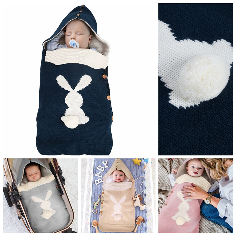 Newborn Baby Winter Warm Sleeping Bag Infant Button Knit Swaddle Blank Swaddling Stroller Wrap Toddler Blanket baby Sleeping Bag