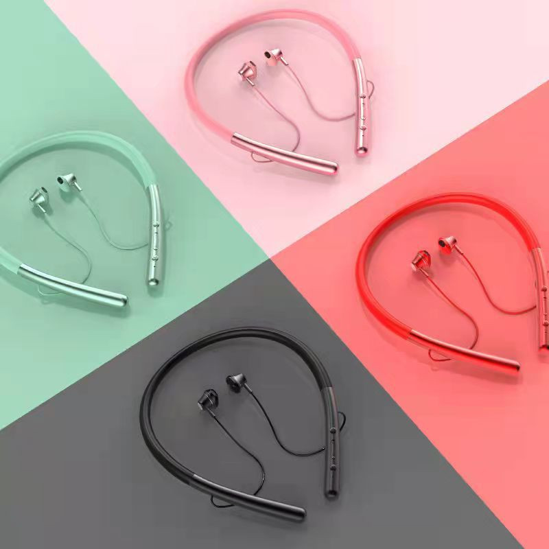 Fashion Wireless Bluetooth Earphones Hanging Neck Stereo Magnetic Suction Sports Running Bluetooth Headset Support TF Card
