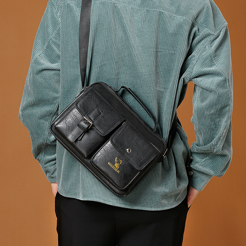 Fashion Men's Messenger Bag Vintage New Man Tote Bag PU Leather Satchel Shoulder Bag Male Crossbody Bags Designer Large Handbag