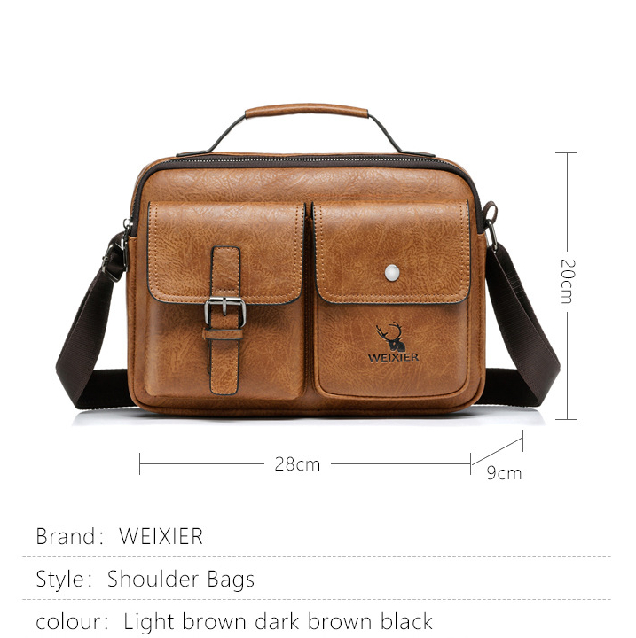 Fashion Men's Messenger Bag Vintage New Man Tote Bag PU Leather Satchel Shoulder Bag Male Crossbody Bags Designer Large Handbag