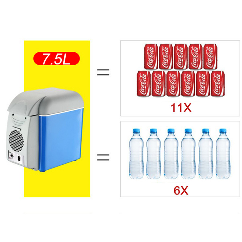7.5L Mini Car Fridge Refrigerator Cooler Warmer Portable Freezer for Home Car Office RV Boat Compact Auto Compressor