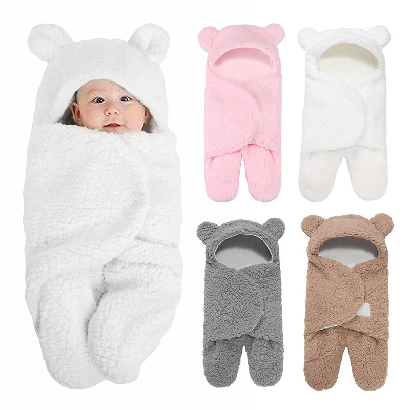 Baby Sleeping Bag Ultra-Soft Fluffy Fleece Newborn Blanket Infant Boys Girls Clothes Sleeping Nursery Wrap Swaddle Envelope
