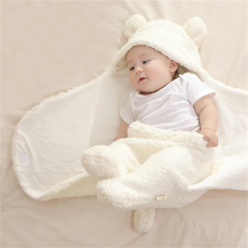 Baby Sleeping Bag Ultra-Soft Fluffy Fleece Newborn Blanket Infant Boys Girls Clothes Sleeping Nursery Wrap Swaddle Envelope