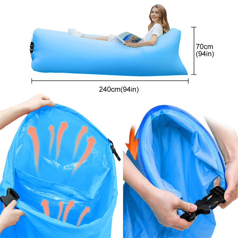 Portable Camping Chair Outdoor Picnic Inflatable Sofa Lazy Ultralight Sleeping Bag Waterproof Air Bed Fast Folding Beach Lounger