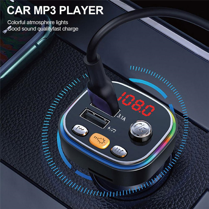 Car Bluetooth 5.0 FM Transmitter 3.1A Fast Charger Car MP3 Player Music Handsfree Modulator With TF U Auto Accessories