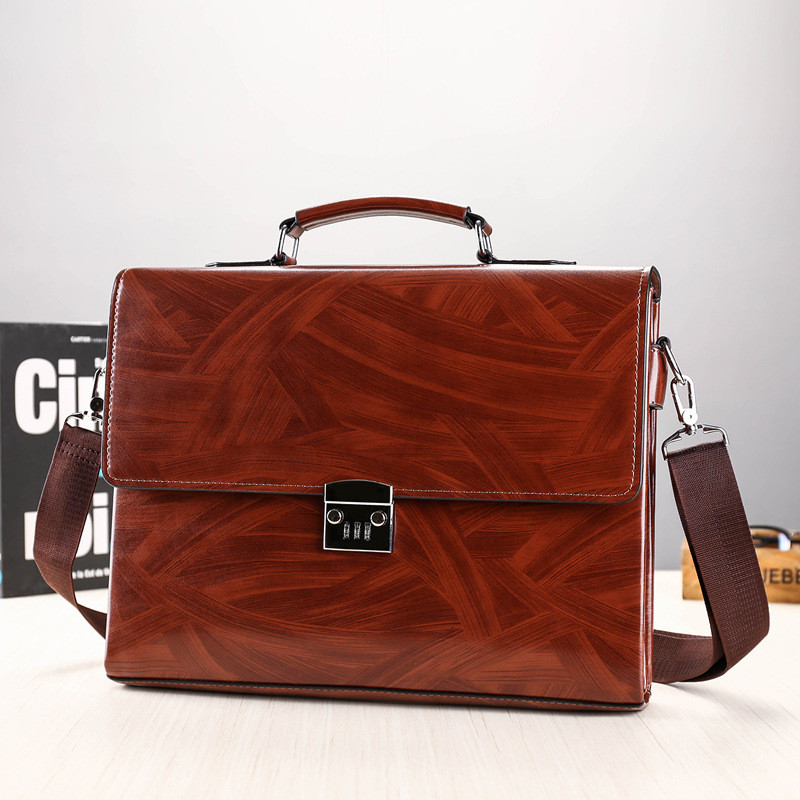 Male Password Lock Briefcase Diagonal Package Leather Laptop Business Bag Men Shoulder Messenger Bags Luxury Handbags