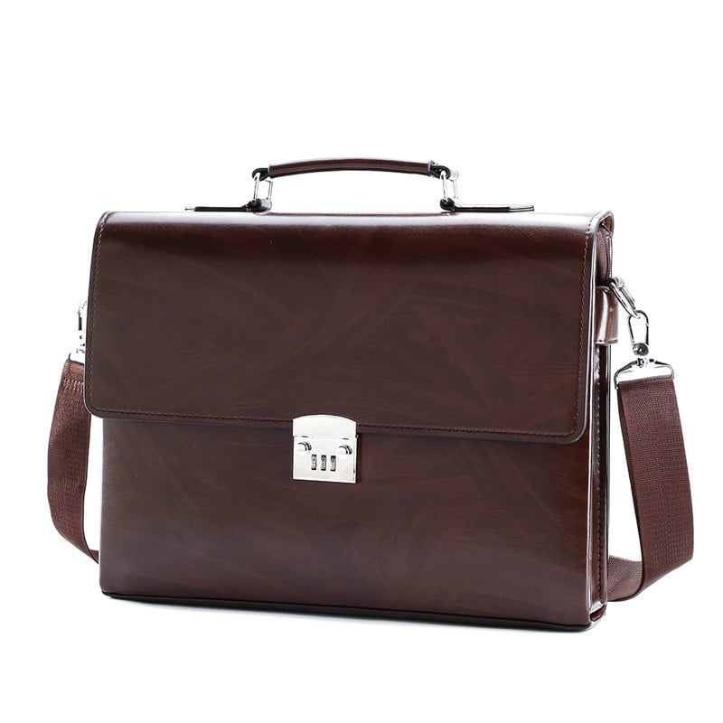 Male Password Lock Briefcase Diagonal Package Leather Laptop Business Bag Men Shoulder Messenger Bags Luxury Handbags