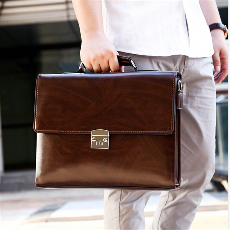 Male Password Lock Briefcase Diagonal Package Leather Laptop Business Bag Men Shoulder Messenger Bags Luxury Handbags