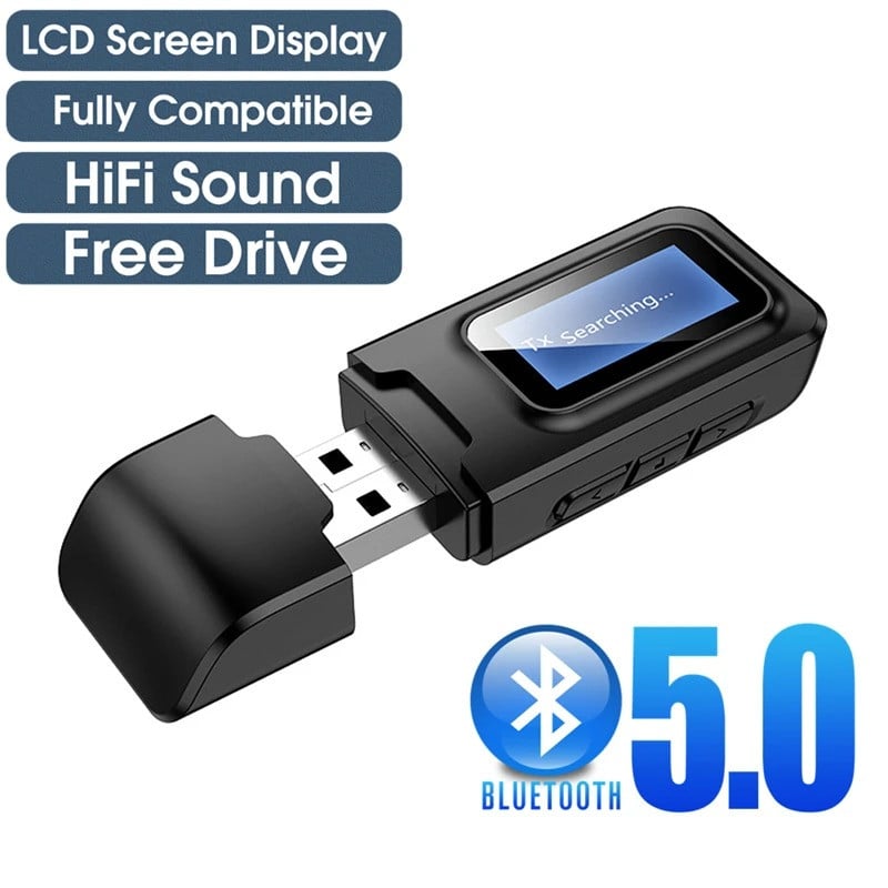 USB Bluetooth Receiver Transmitter Audio Bluetooth Adapter For Car PC TV HD HiFi Receptor Wireless Adapter LCD 3.5MM AUX