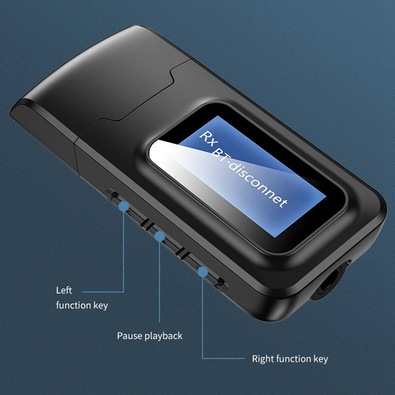 USB Bluetooth Receiver Transmitter Audio Bluetooth Adapter For Car PC TV HD HiFi Receptor Wireless Adapter LCD 3.5MM AUX