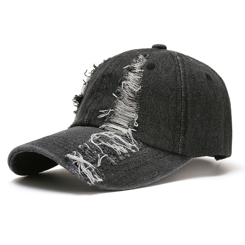 Fashion Unisex Washed Denim Baseball Cap Distressed Ripped Hole Adjustable Snapback Hat Hip Hop Caps Outdoor Sports Hats