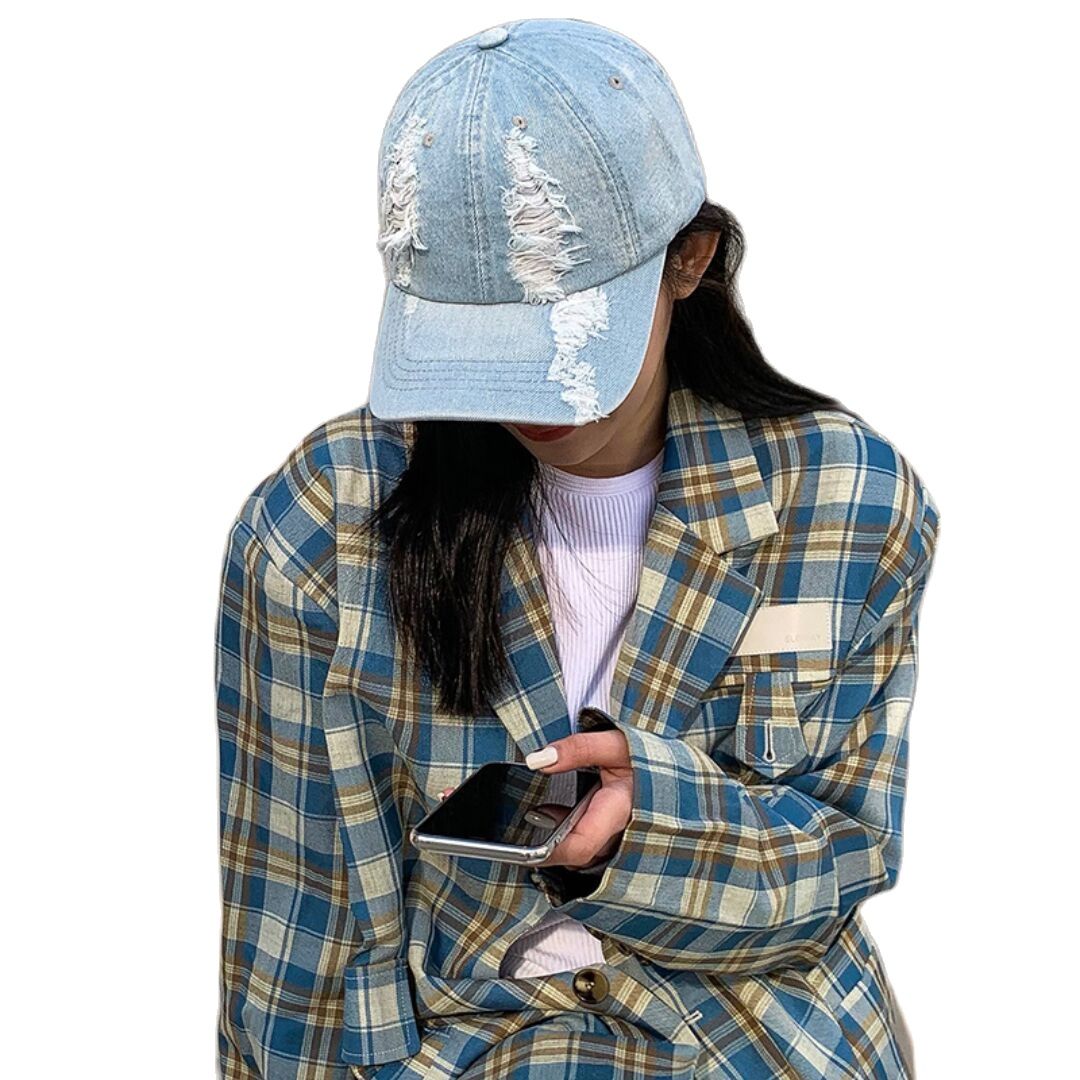 Fashion Unisex Washed Denim Baseball Cap Distressed Ripped Hole Adjustable Snapback Hat Hip Hop Caps Outdoor Sports Hats
