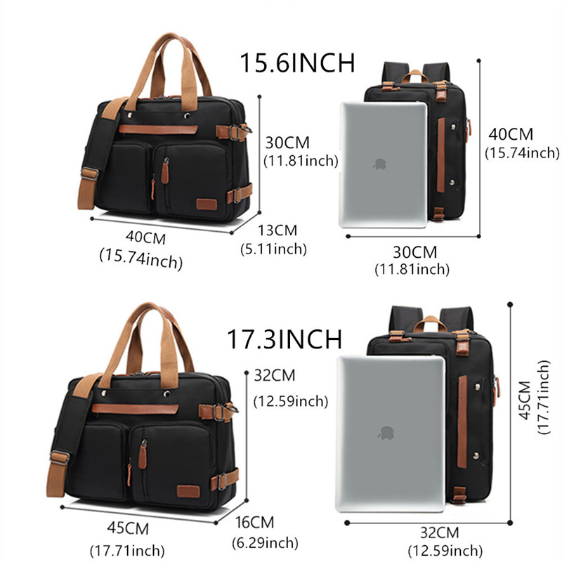 Convertible Backpack 15.6/17.3 Inch Laptop Backpack Fashion Travel Business Backpacks Handbag Waterproof Student Shoulder Bags