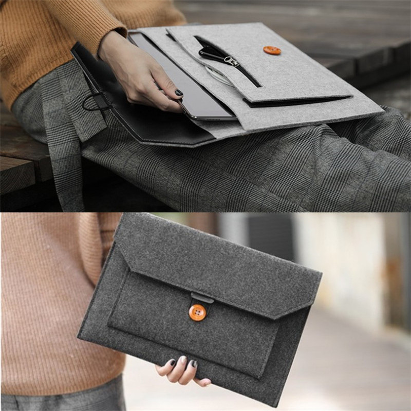 11/12/13/14/15 Laptop Sleeve Felt Ultralight Notebook Tablet iPad Case Multi-pocket Pouch Bag Briefcases for Apple Macbook/ Asus