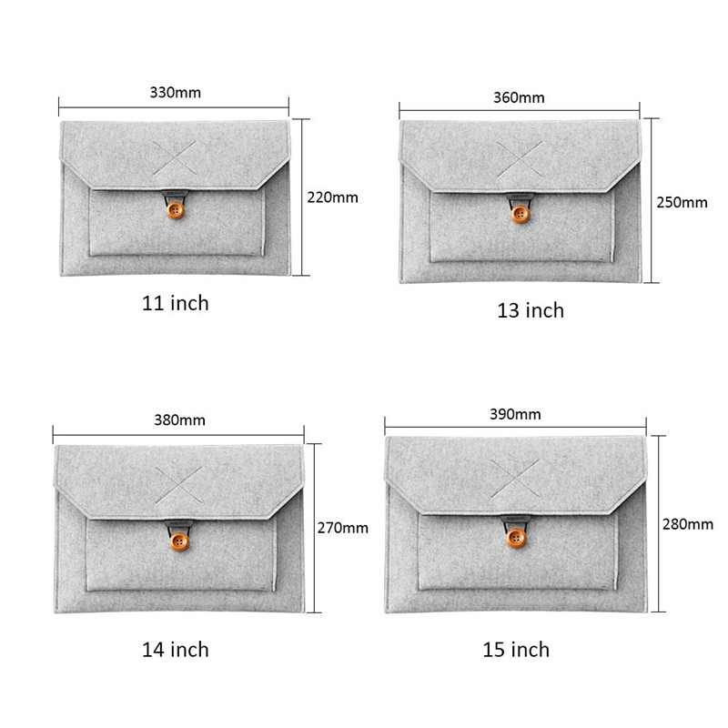 11/12/13/14/15 Laptop Sleeve Felt Ultralight Notebook Tablet iPad Case Multi-pocket Pouch Bag Briefcases for Apple Macbook/ Asus