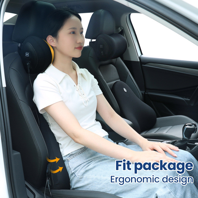 Electric Massage Car Headrest Memory Foam Lumbar Pillow Neck Pillow Lumbar Set Car Seat Cervical Vertebra Pillows Back Support