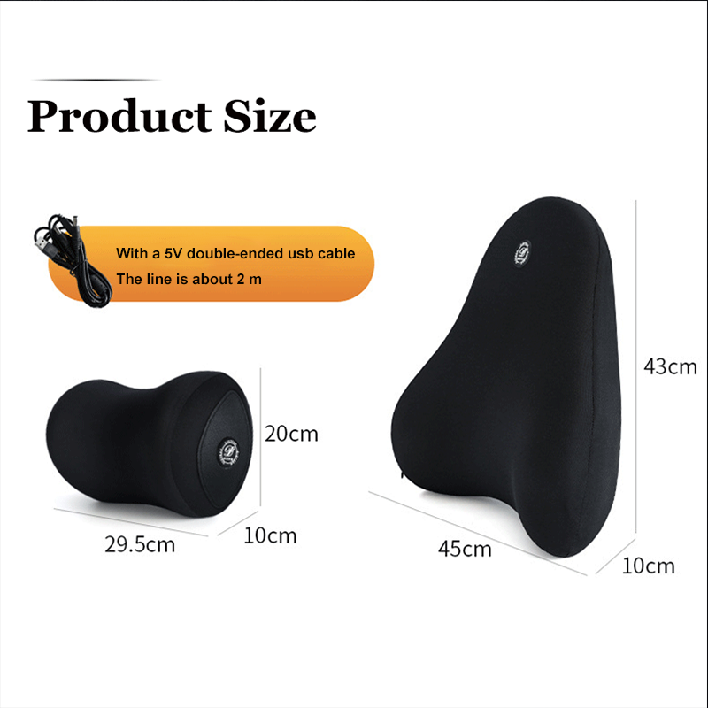 Electric Massage Car Headrest Memory Foam Lumbar Pillow Neck Pillow Lumbar Set Car Seat Cervical Vertebra Pillows Back Support