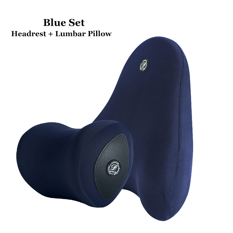 Electric Massage Car Headrest Memory Foam Lumbar Pillow Neck Pillow Lumbar Set Car Seat Cervical Vertebra Pillows Back Support
