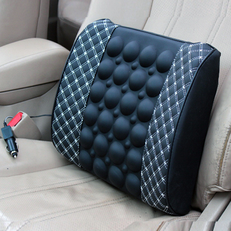 Car Massage Lumbar Support Cushion Electric Car Neck Pillow Safety Seat Head Neck Auto Seat Back Cushion Waist Headrest Support