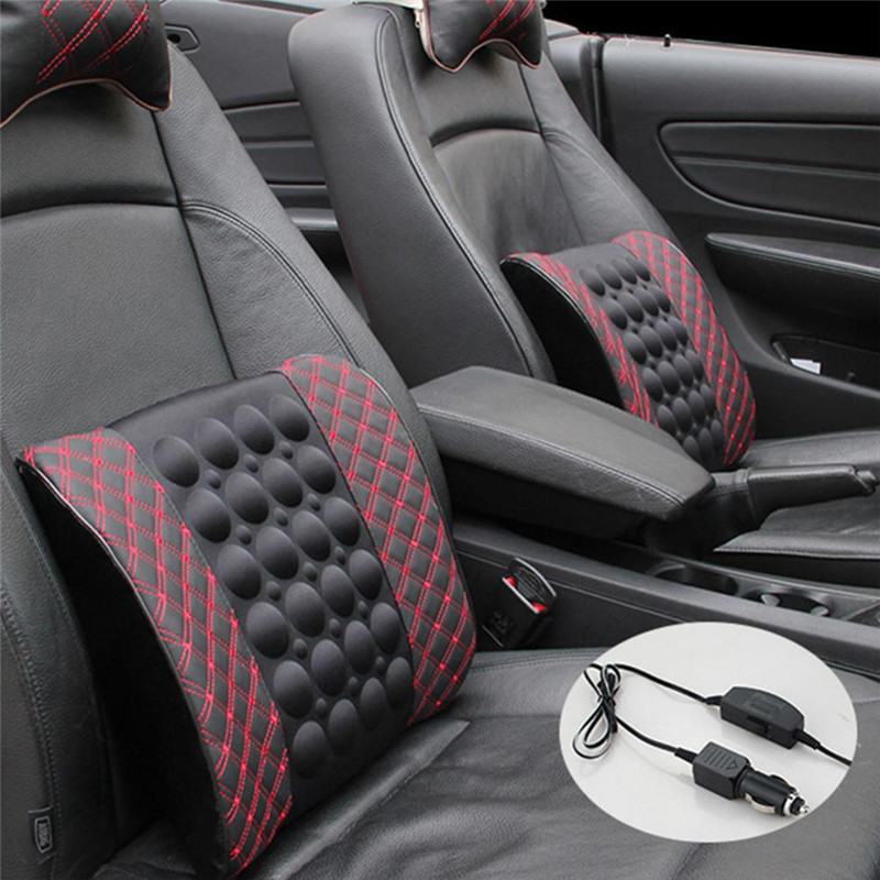 Car Massage Lumbar Support Cushion Electric Car Neck Pillow Safety Seat Head Neck Auto Seat Back Cushion Waist Headrest Support
