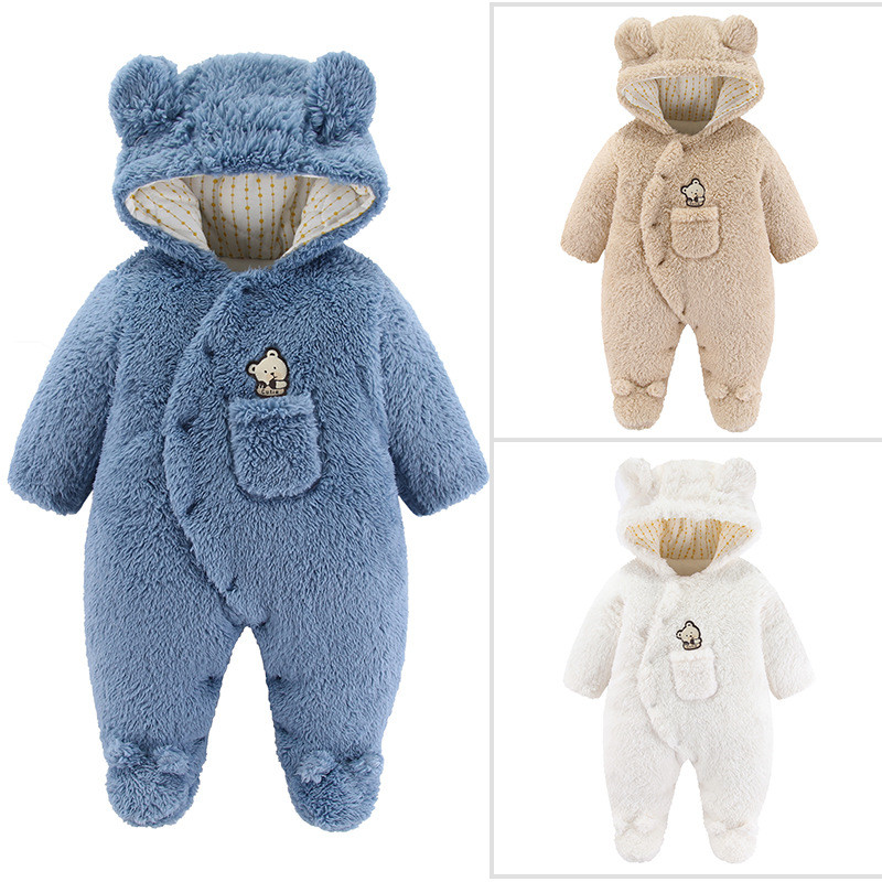 Newborn Baby Romper Winter Warm Coral Fleece Baby boys girls clothes Animal Overall Baby Boy Girl Rompers jumpsuit 0-12M
