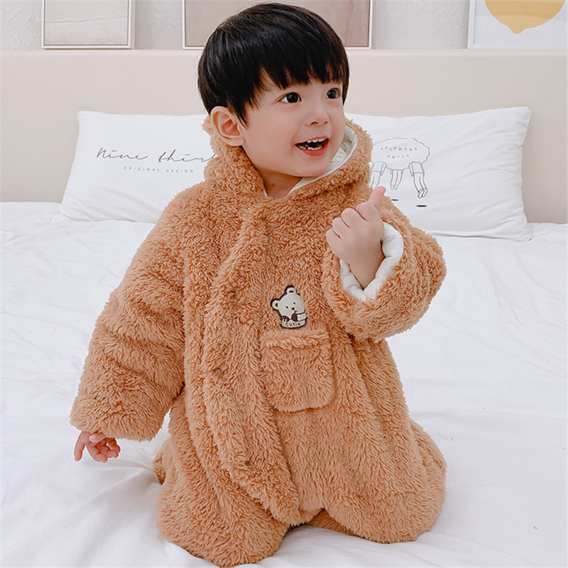 Newborn Baby Romper Winter Warm Coral Fleece Baby boys girls clothes Animal Overall Baby Boy Girl Rompers jumpsuit 0-12M