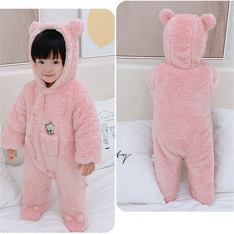 Newborn Baby Romper Winter Warm Coral Fleece Baby boys girls clothes Animal Overall Baby Boy Girl Rompers jumpsuit 0-12M