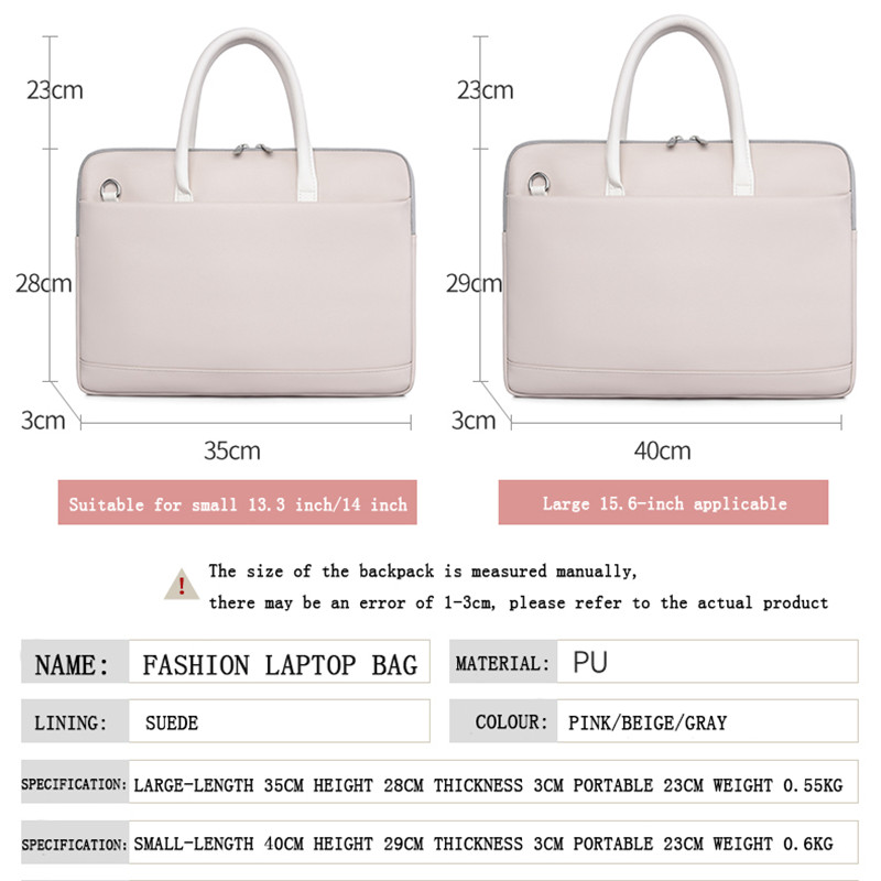 Women Laptop Bag PU Leather 13 14 15.6 Inch Laptop Sleeve Case For Macbook Air Pro Notebook Bags Carrying Handbag Tablet Cover
