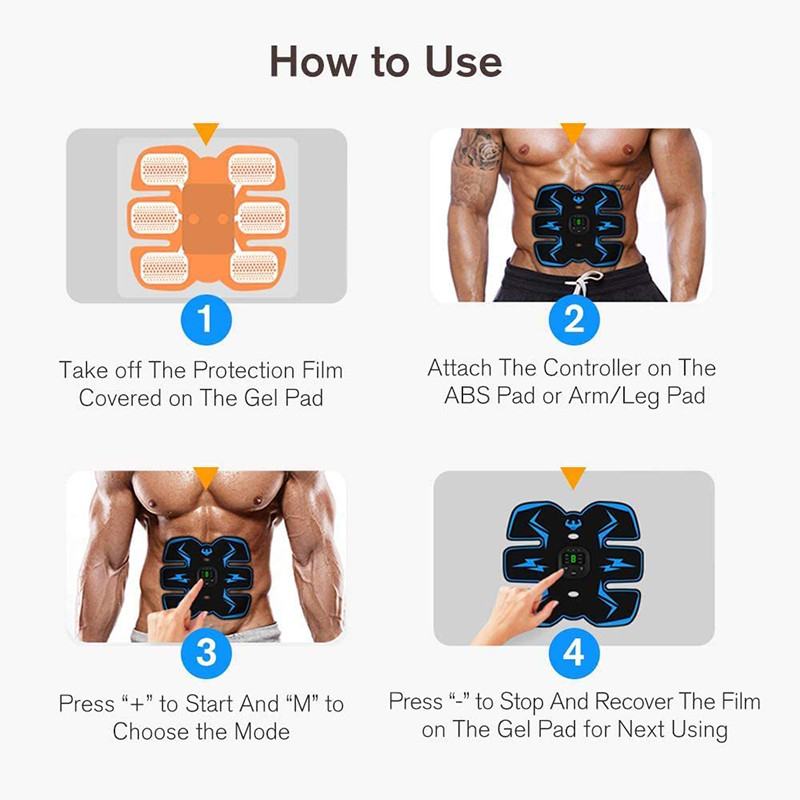 Wireless Abdominal Muscle Stimulator Trainer EMS Muscle Stimulation Machine Fitness Massage Smart Electric Body Massager