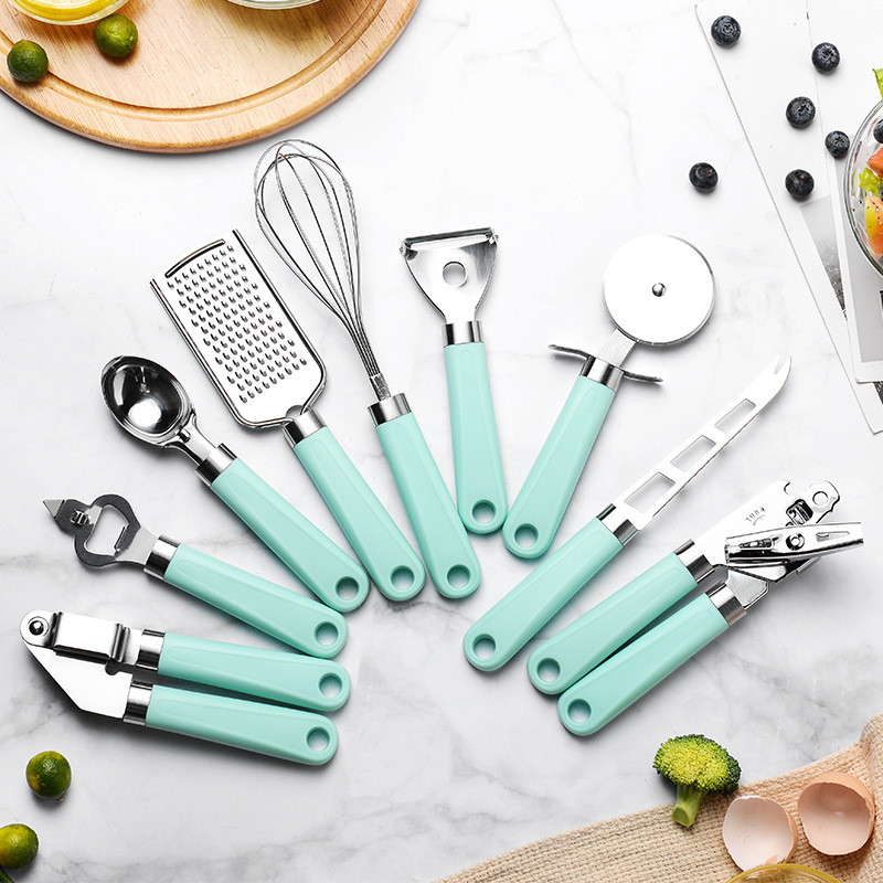 9Pcs Kitchen Tools Sets Vegetable Fruit Peeler Garlic Press Pizza Cheese Cutter Opener Stainless Steel Kitchen Tool Accessories