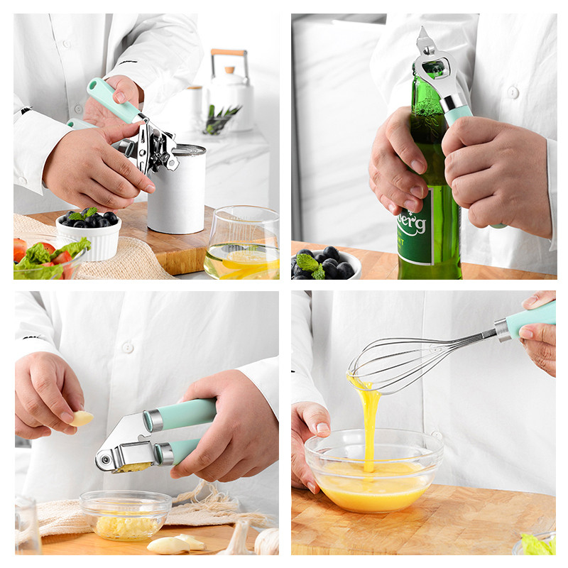 9Pcs Kitchen Tools Sets Vegetable Fruit Peeler Garlic Press Pizza Cheese Cutter Opener Stainless Steel Kitchen Tool Accessories
