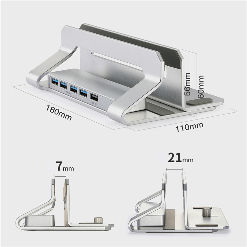 Vertical Laptop Stand Holder with USB 3.0 Hub For MacBook Air Pro Aluminum Notebook Stand Laptop Support MacBook Tablet Bracket
