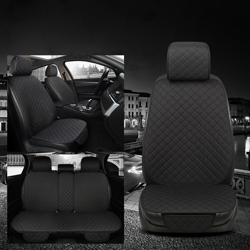 Universal Flax Car Seat Cover Four Seasons Front Rear Auto Seat Cushion Pad Mat Car Seat Backrest Protector Auto Accessories