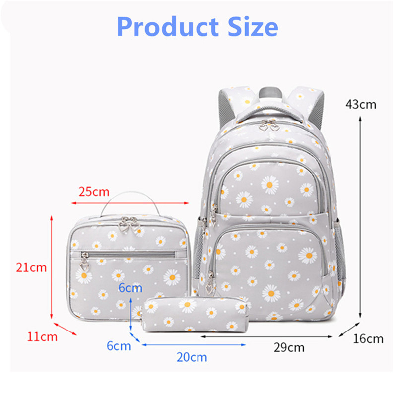 Children's Fashion Backpack Set Primary Princess Kids Floral Print Cute Backpack Travel School Bags For Teenage Girl Bagpack