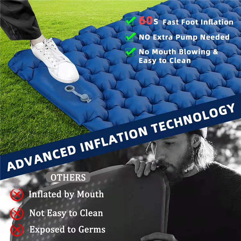 Outdoor Camping Sleeping Pad Inflatable Mattress with Pillows Travel Mat Folding Bed Ultralight Air Cushion Hiking Trekking Tool
