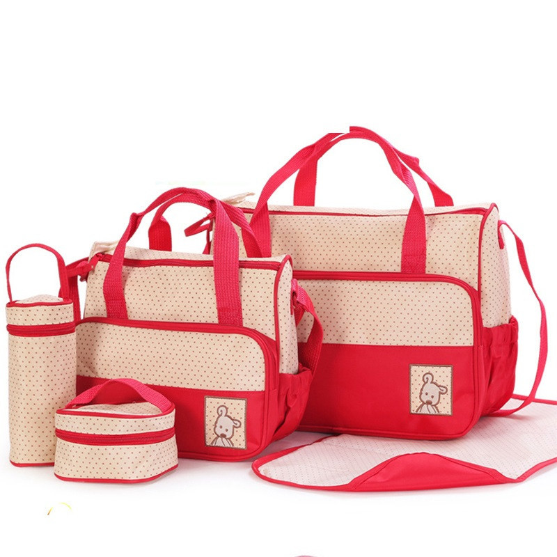 5pcs/set Mummy Diaper bag Multifunctional Bags for Mom Baby Diaper Organizer Mother Organizer Diaper Bag Dot Women Handbag
