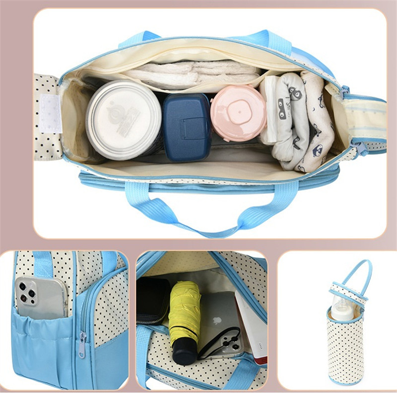 5pcs/set Mummy Diaper bag Multifunctional Bags for Mom Baby Diaper Organizer Mother Organizer Diaper Bag Dot Women Handbag