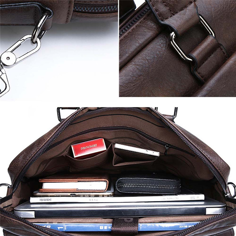 Vintage Men's Leather Shoulder Messenger Bags 14 Inch Laptop Handbag Male Fashion Business Handbags Men Office Briefcase Bag