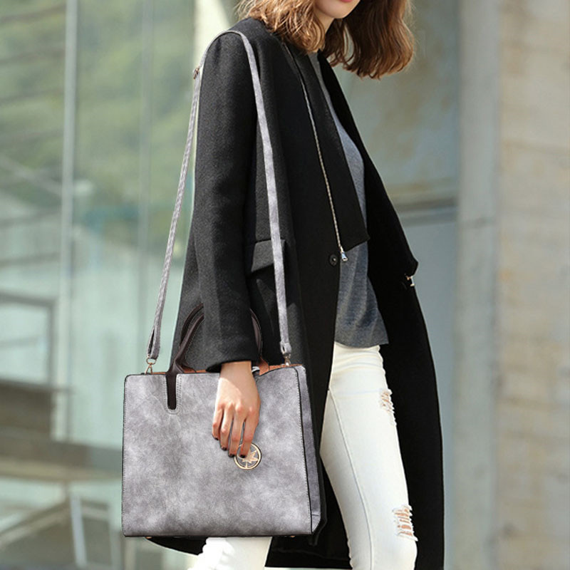 3pcs/set Large Capacity Crossbody Bags for Women Vintage PU Leather Tote Bag Fashion Shoulder Bag Ladies Handbag Purse