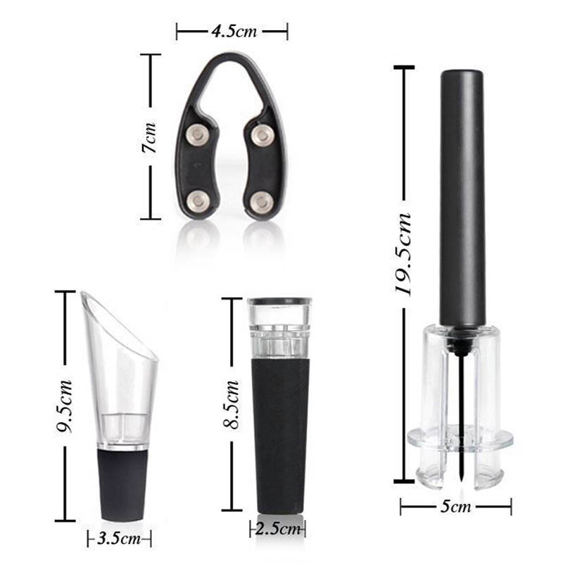 4pcs/set Air Pump Wine Bottle Opener Corkscrew Corks Out Tool Stainless Steel Pin Air Pressure Vacuum Red Wine Stopper Beer Lid