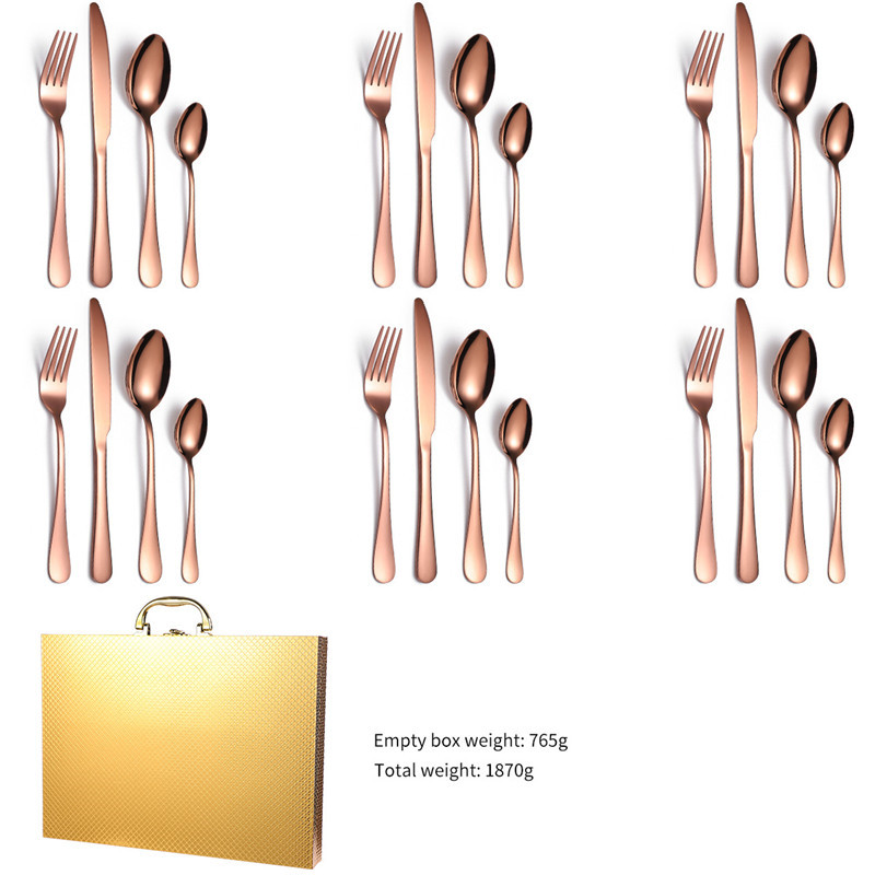 24pcs Dinnerware Set Stainless Steel Knife Fork Spoon Luxury Cutlery Set Flatware Tableware Wedding Hotel Dinner Party Gift