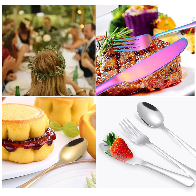 24pcs Dinnerware Set Stainless Steel Knife Fork Spoon Luxury Cutlery Set Flatware Tableware Wedding Hotel Dinner Party Gift