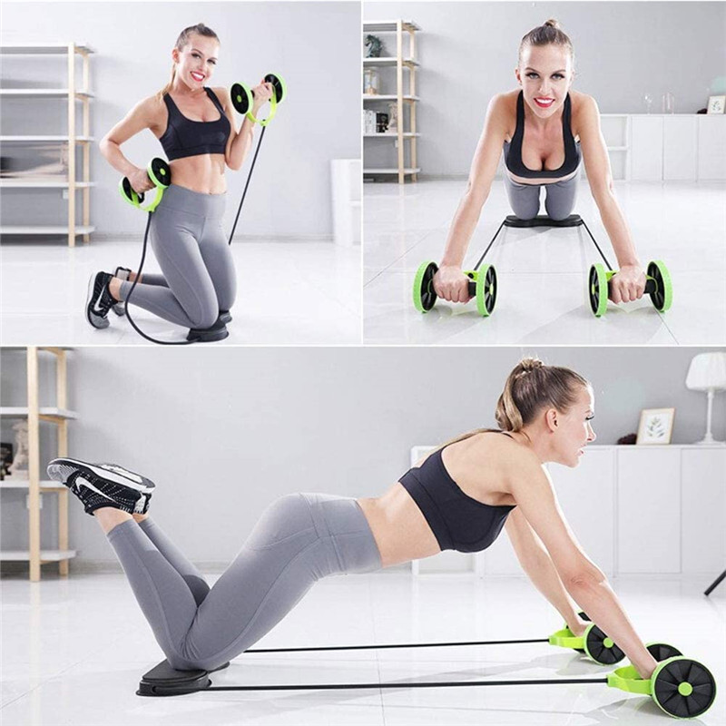 AB Wheels Abdominal Roller Resistance Bands Pull Rope Exercise at Home for Abdominal Muscle Trainer Exerciser Fitness Equipment