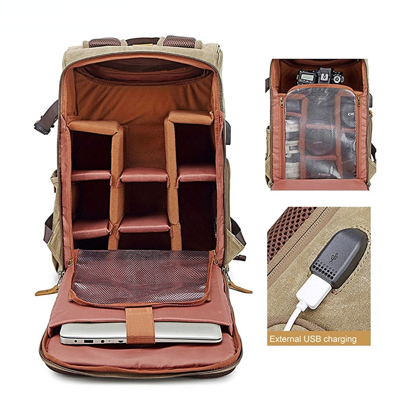 DSLR Camera Bag Backpack Batik Canvas Waterproof Photography Backpacks Outdoor Wear-Resistant Photo Bags For Canon Nikon